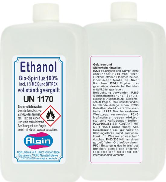 Bio ethanol Spiritus 100% 1 Liter PET
